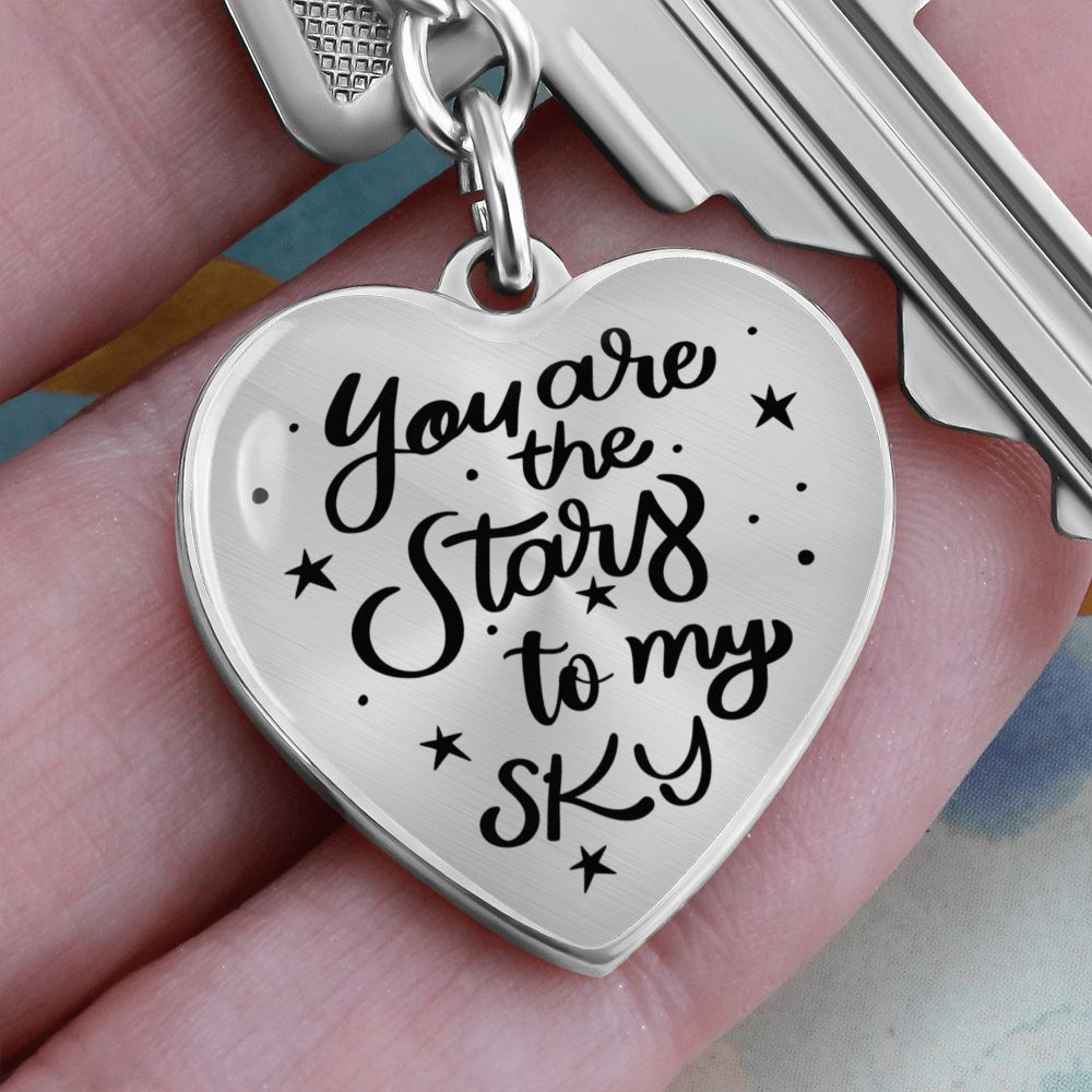 You are the sky to my heart Couple Graphic Heart Keychain (Silver)