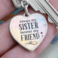 Sister - Friend Graphic Heart Keychain (Silver)