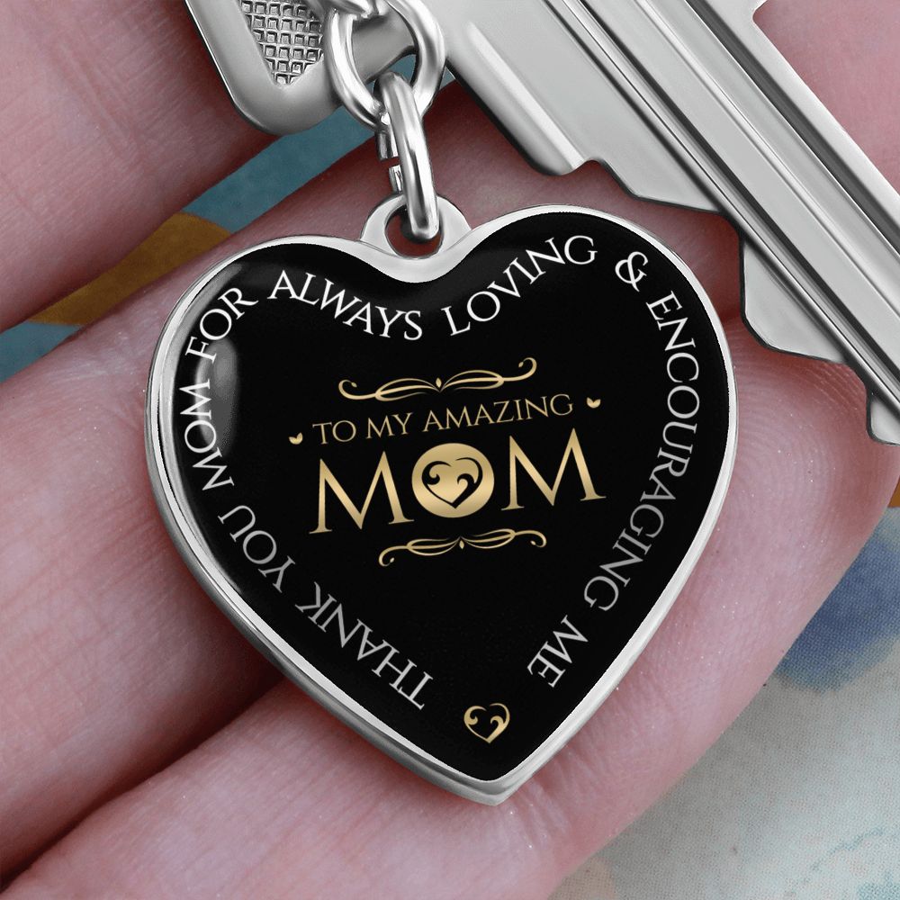 My amazing Mom Graphic Heart Keychain (Silver)