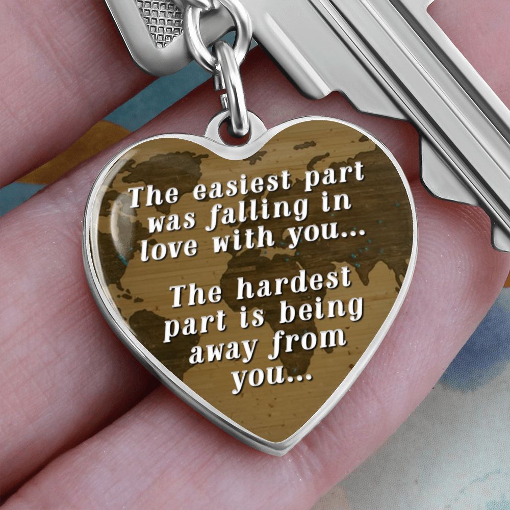 Long distance relationship Graphic Heart Keychain (Silver)