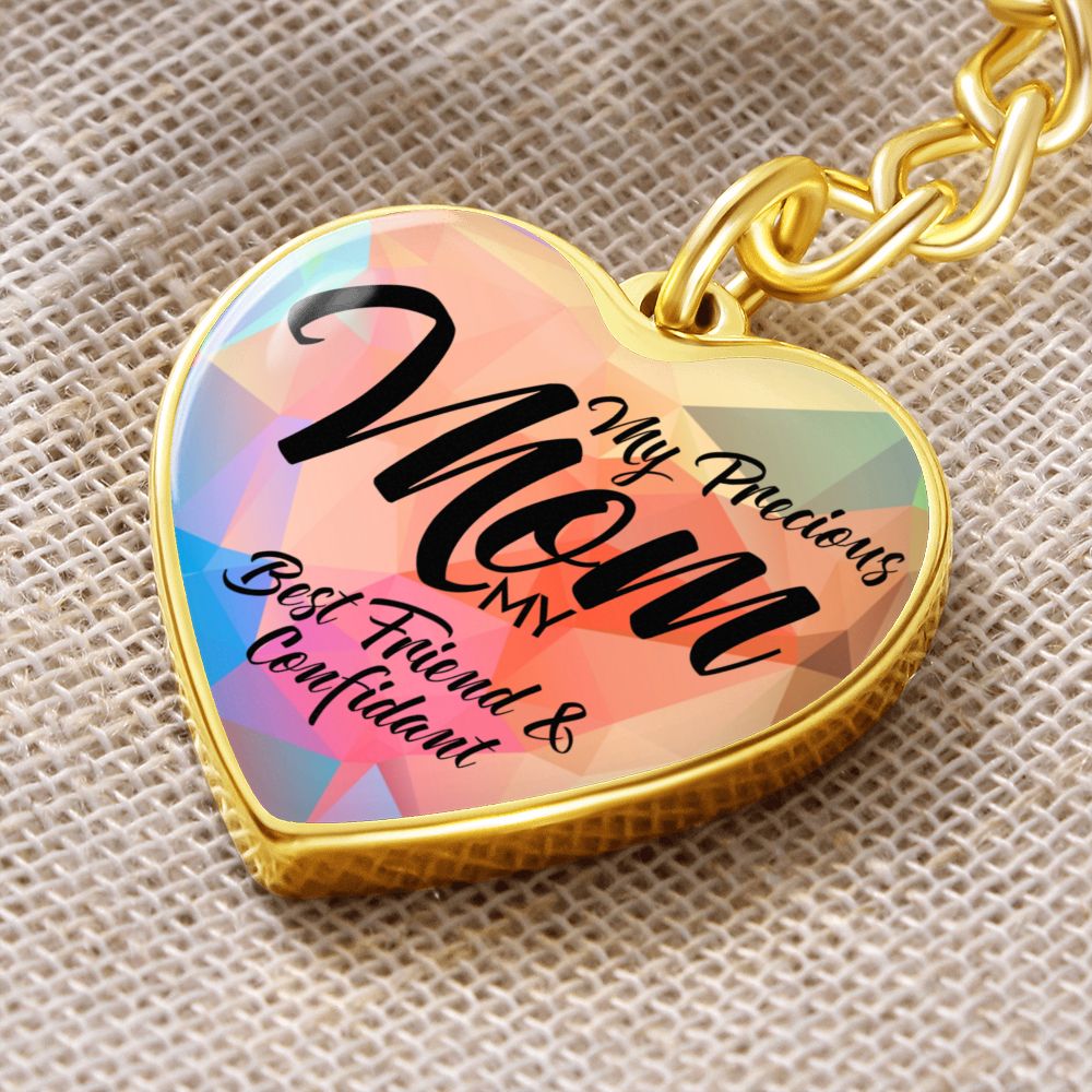 My precious Mom - Graphic Heart Keychain (Silver)