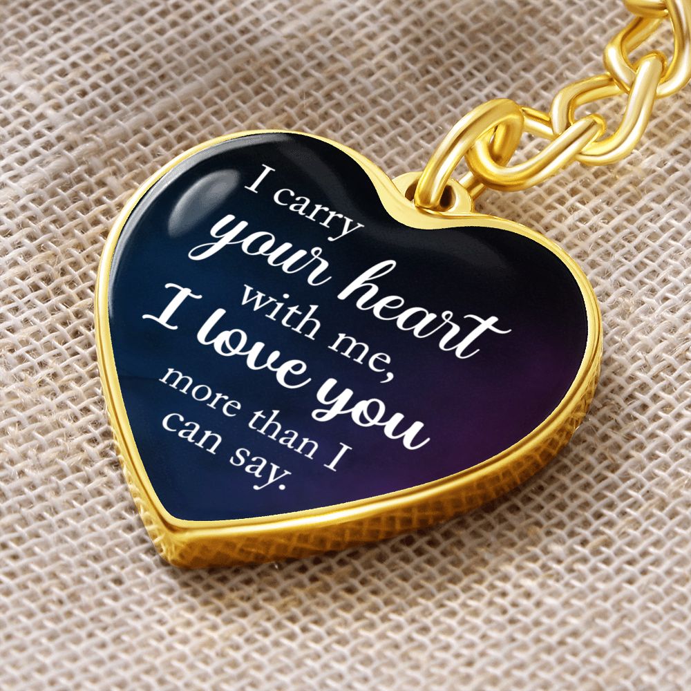 I love you more than i say couple Couple Graphic Heart Keychain (Silver)