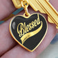Blessed by God - Graphic Heart Keychain (Silver)