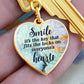 Smile Graphic Heart Keychain (Silver)