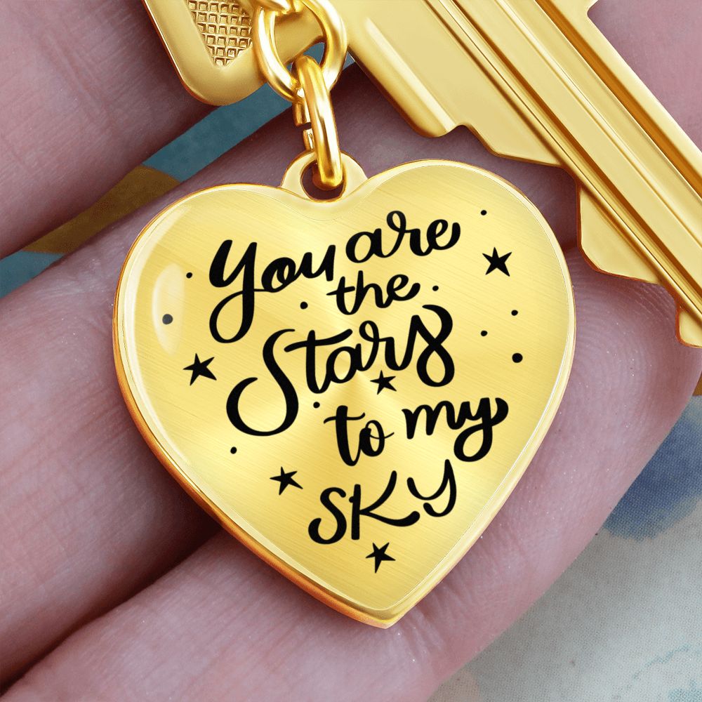 You are the sky to my heart Couple Graphic Heart Keychain (Silver)