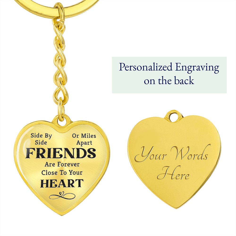 Long distance relationship friendship Graphic Heart Keychain (Silver)