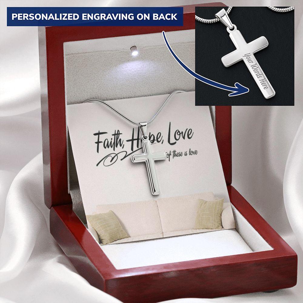 Personalized Engraved Cross Necklace - Elle Royal Jewelry