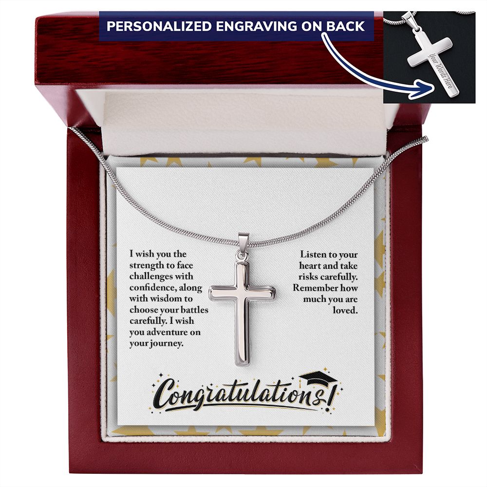 Stainless Steel cross Necklace engraved