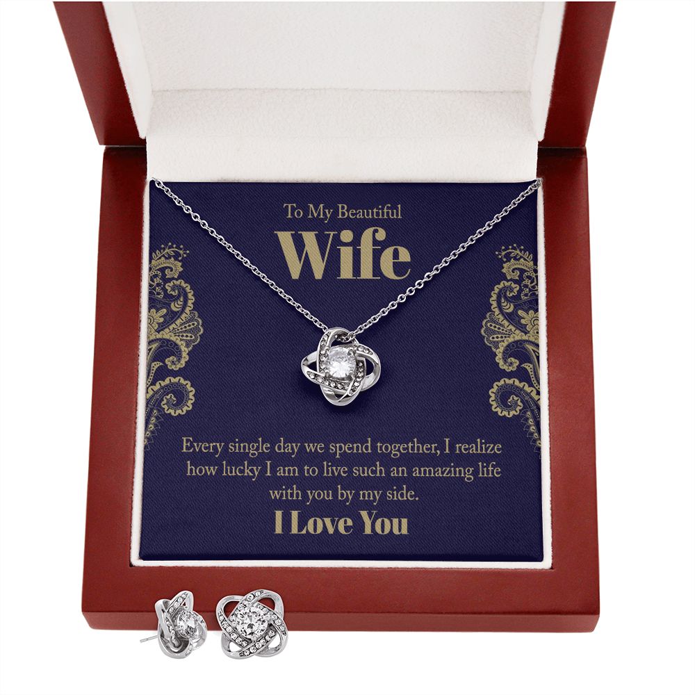 My wife Love knot earring & necklace set