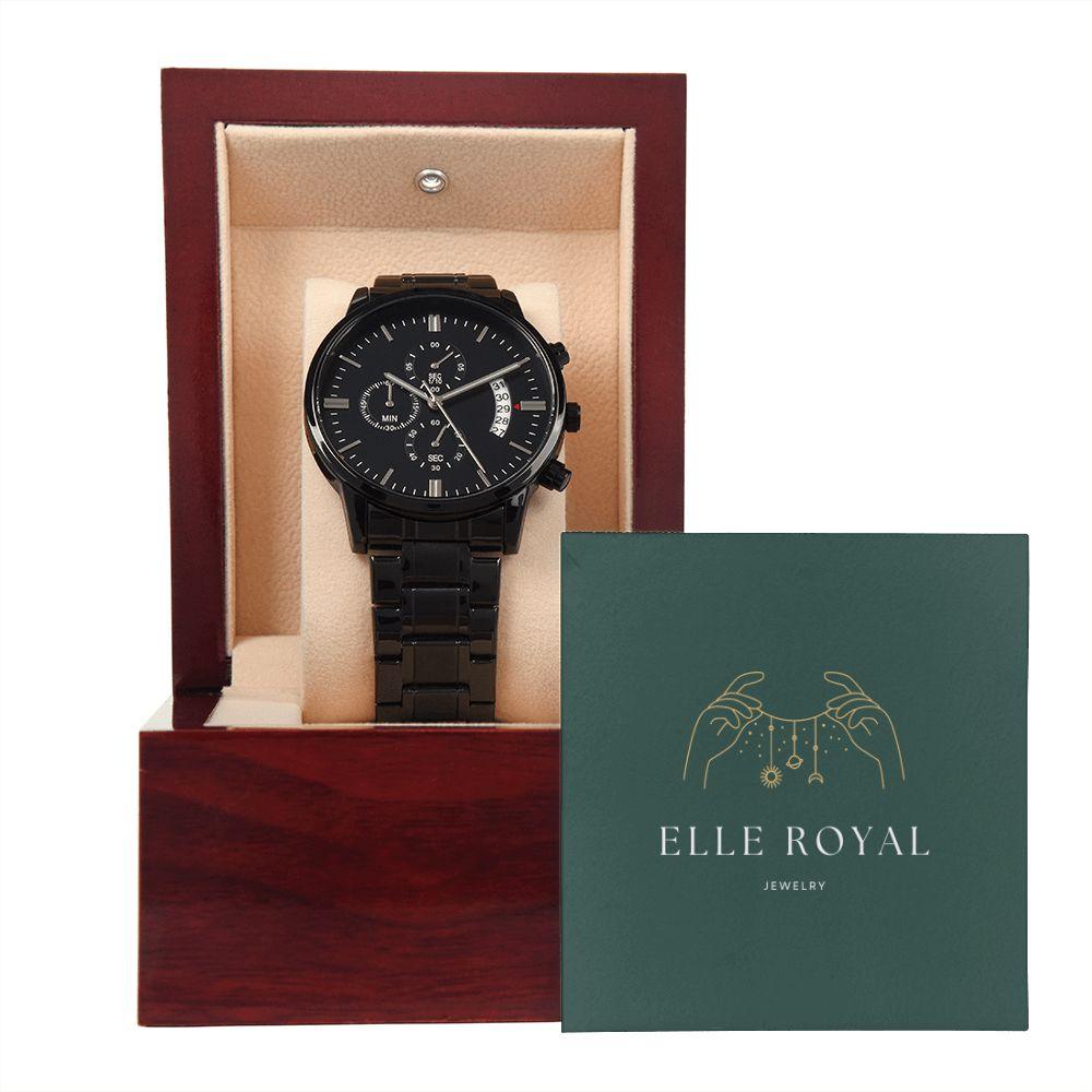 Elle Royal Black Chronograph Watch - Elle Royal Jewelry