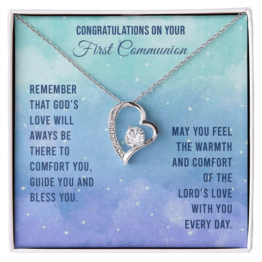 First communion Forever love cross heart Necklace