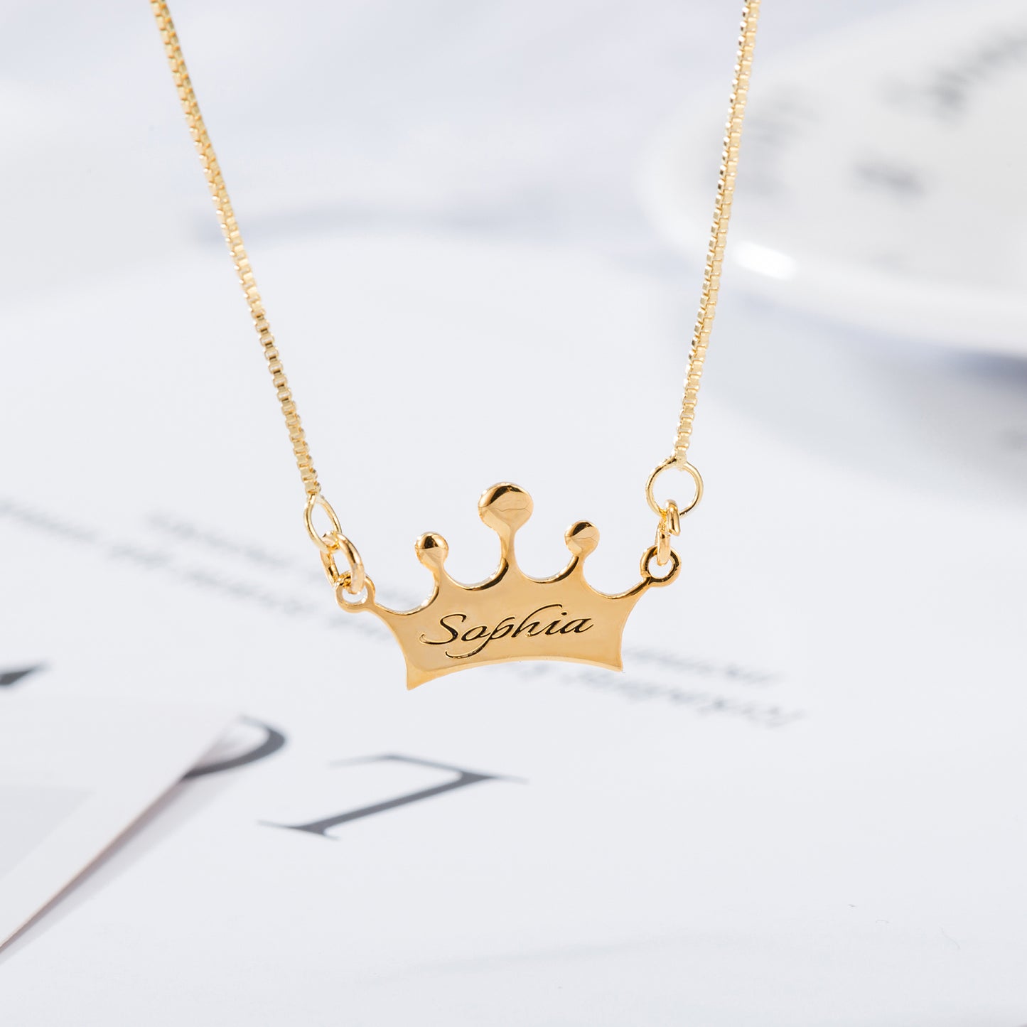 Noble Crown Letter Custom Name Necklace