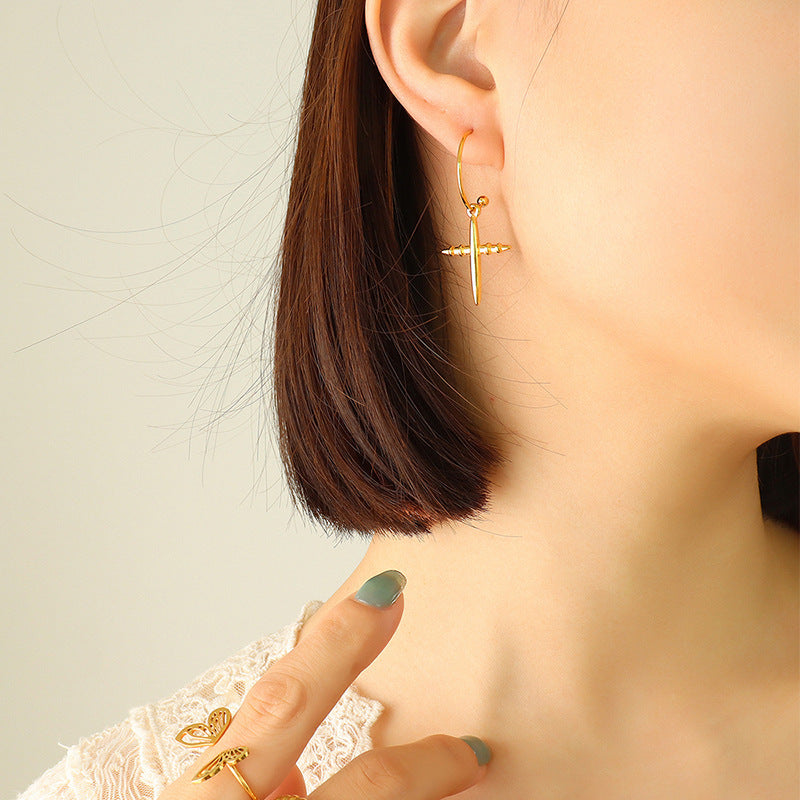 Exquisite fashion cold wind cross design earrings