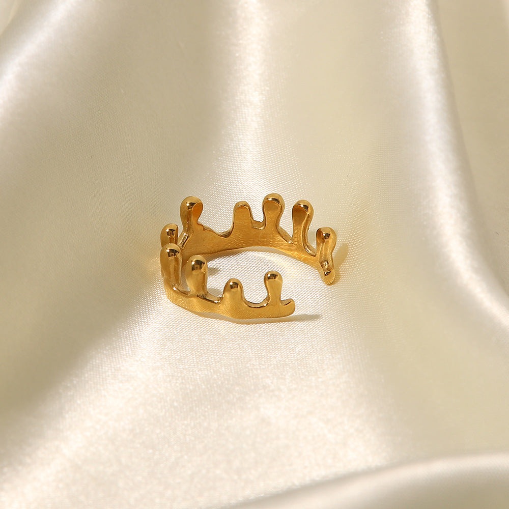 18K Gold Plated Crown Open Geometric Irregular Ring