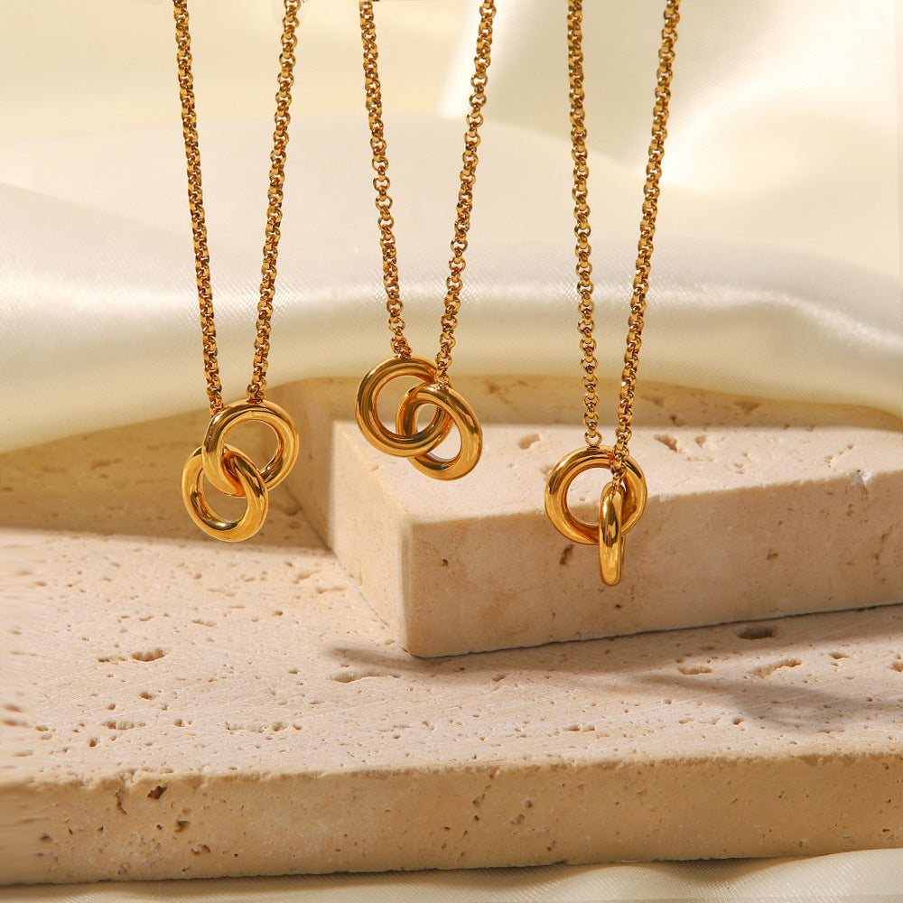 18k Gold Plated Interlocking Fashion Pendant Necklace