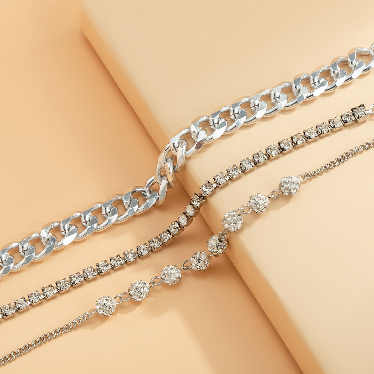 Men Noble Multi-Layer Cuban Chain Diamond Versatile Bracelet