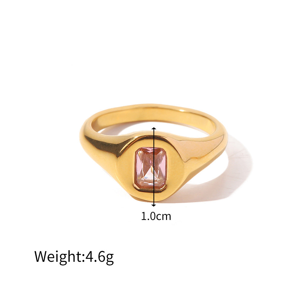 Pink Fashionable inlaid zircon cool design all-match ring
