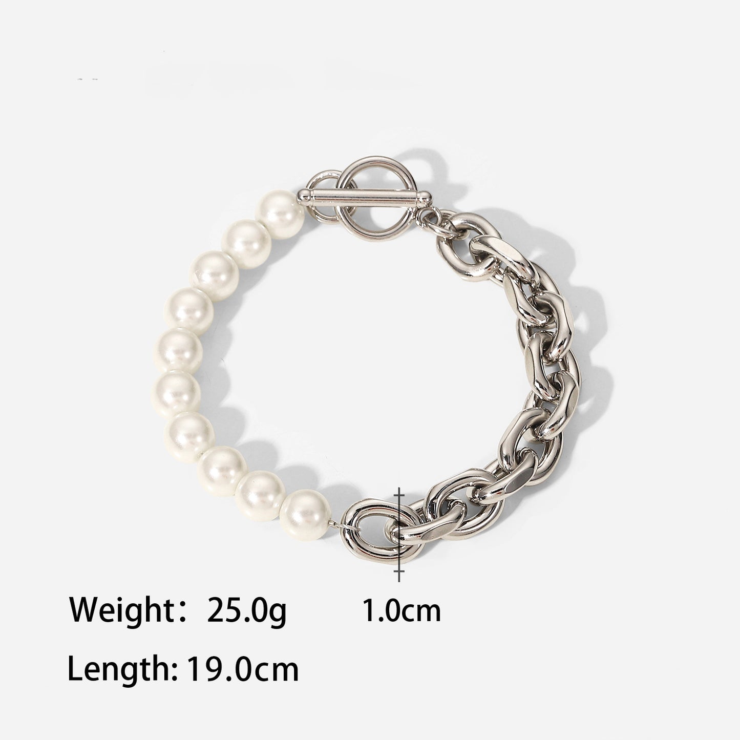 Men Fashionable pearl and stainless steel chain all-match bracelet