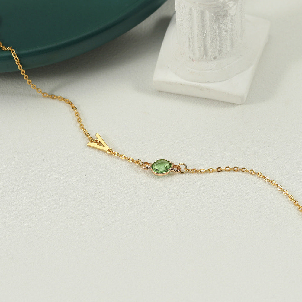 S925 Silver Vintage Emerald Customizable Alphabet Bracelet