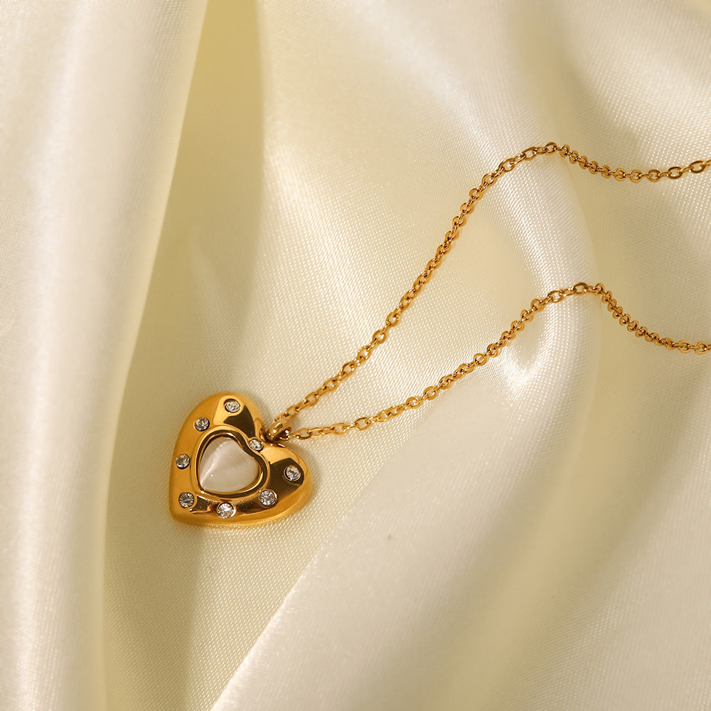 Love Opal Outer Diamond Fashion Pendant Necklace