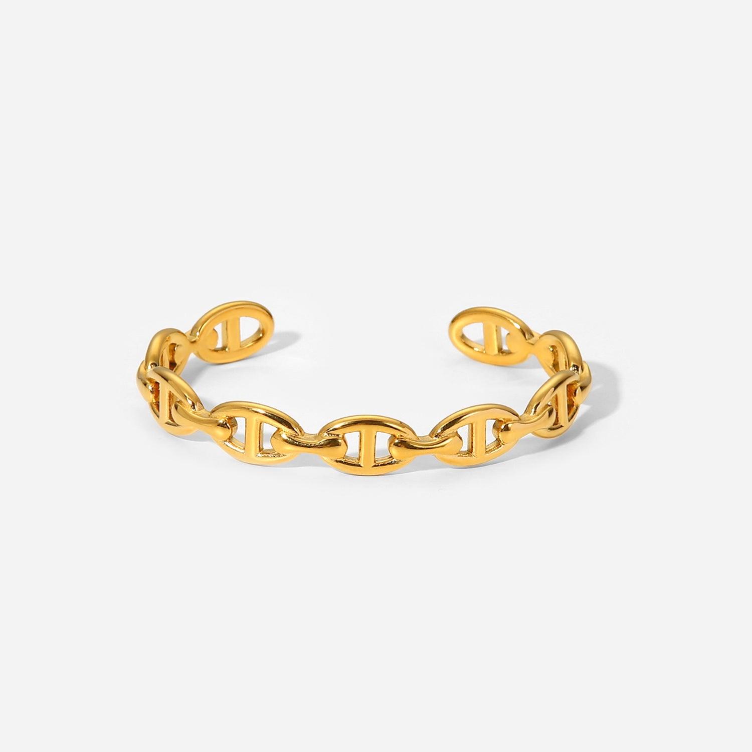 B8.18K Gold Fashion simple and generous open bracelet - Elle Royal Jewelry