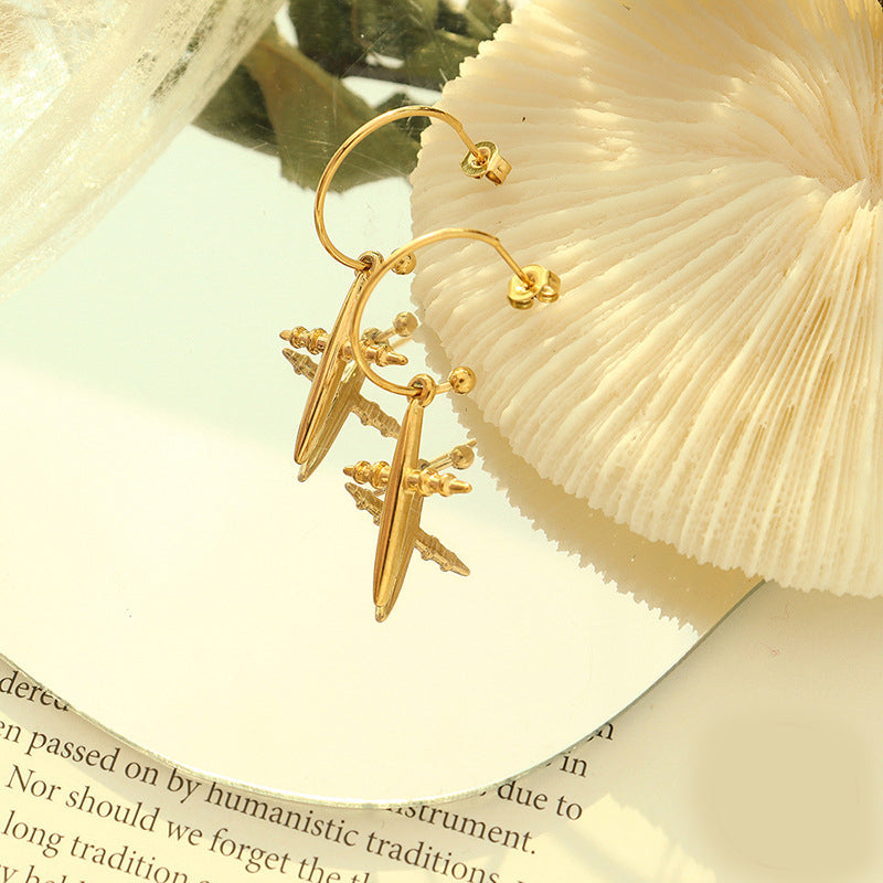 Exquisite fashion cold wind cross design earrings