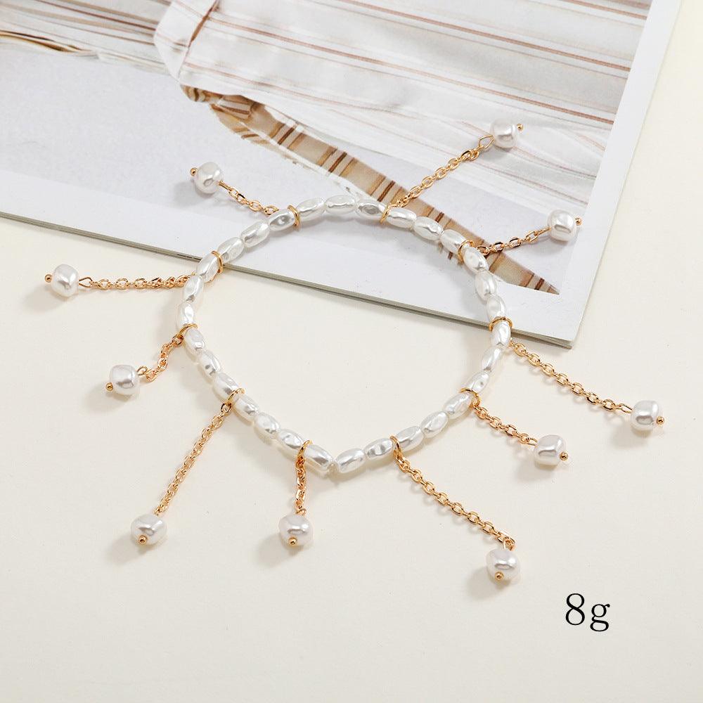 F4.Faux Pearl Pendant Anklet - Elle Royal Jewelry