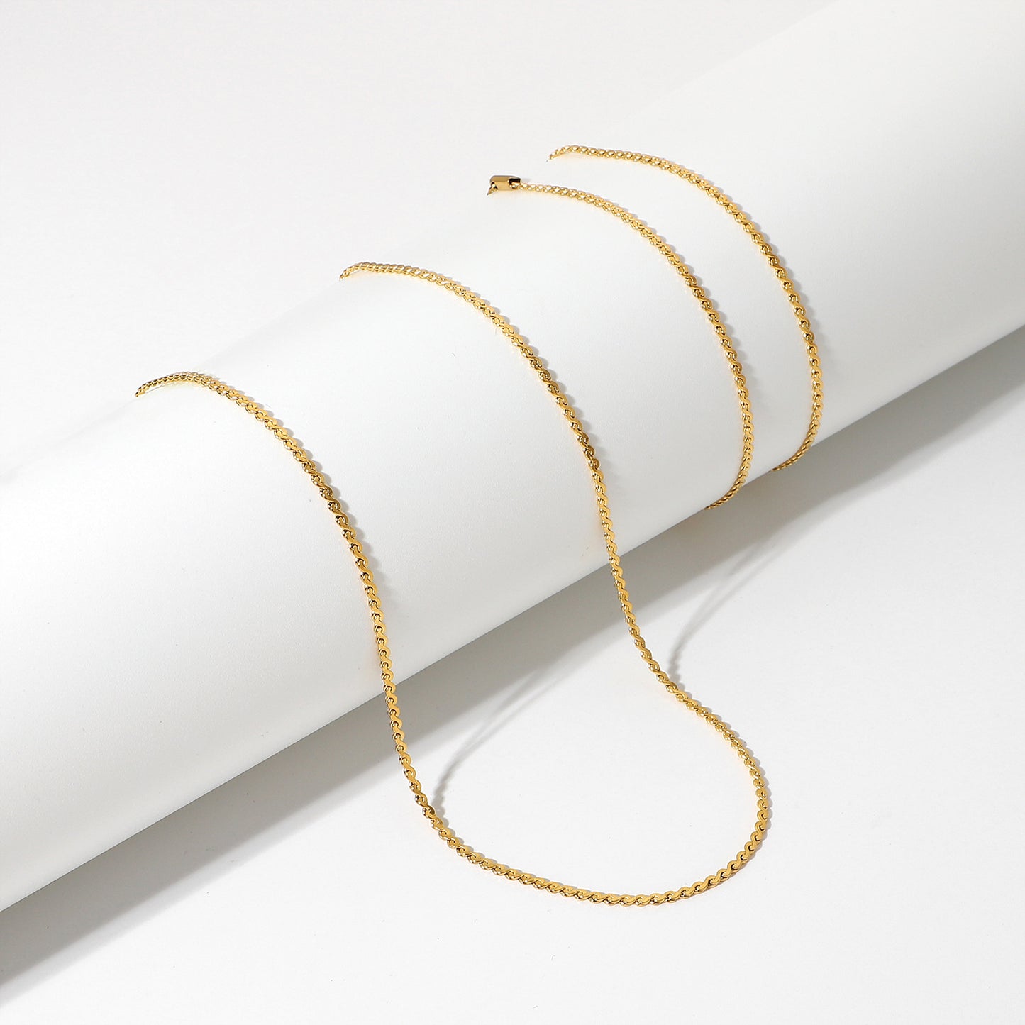 18K Gold Noble Fashion S Shape Chain Design Bracelet Anklet Necklace Set