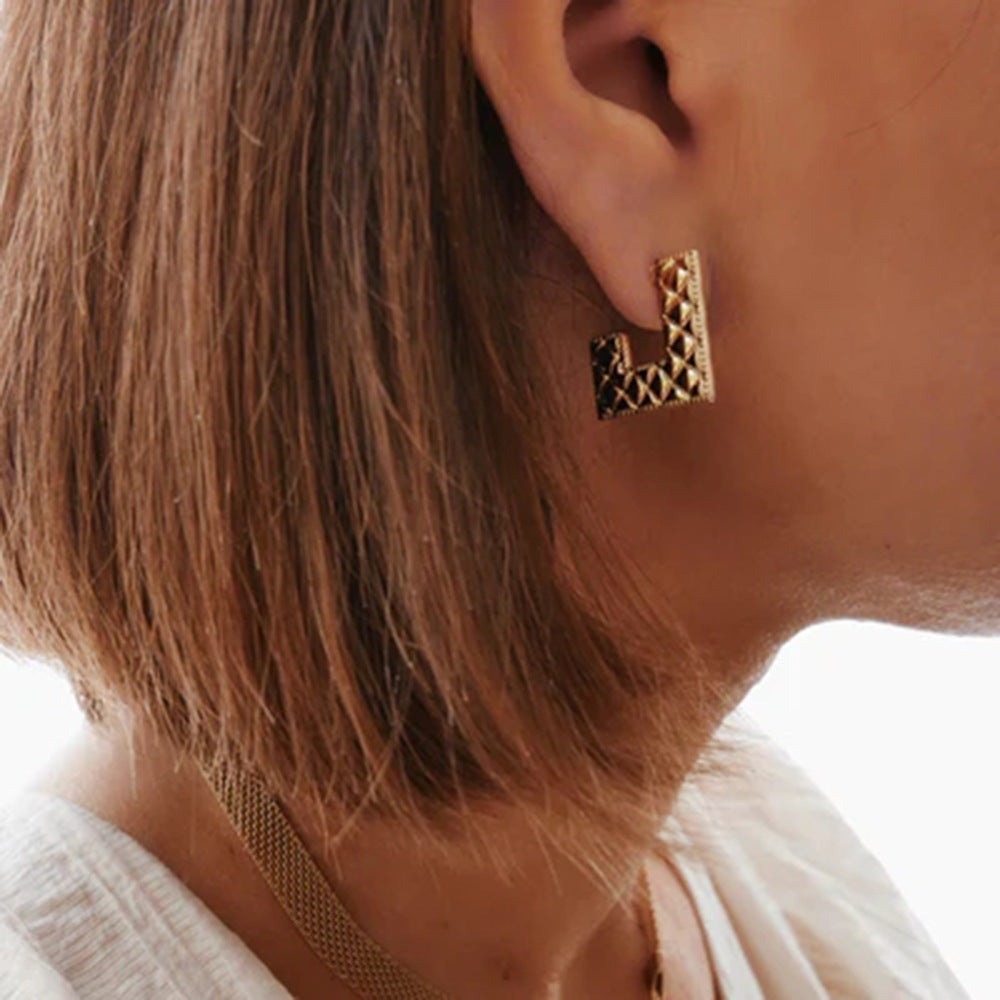 18K gold plated fashion all-match diamond earrings