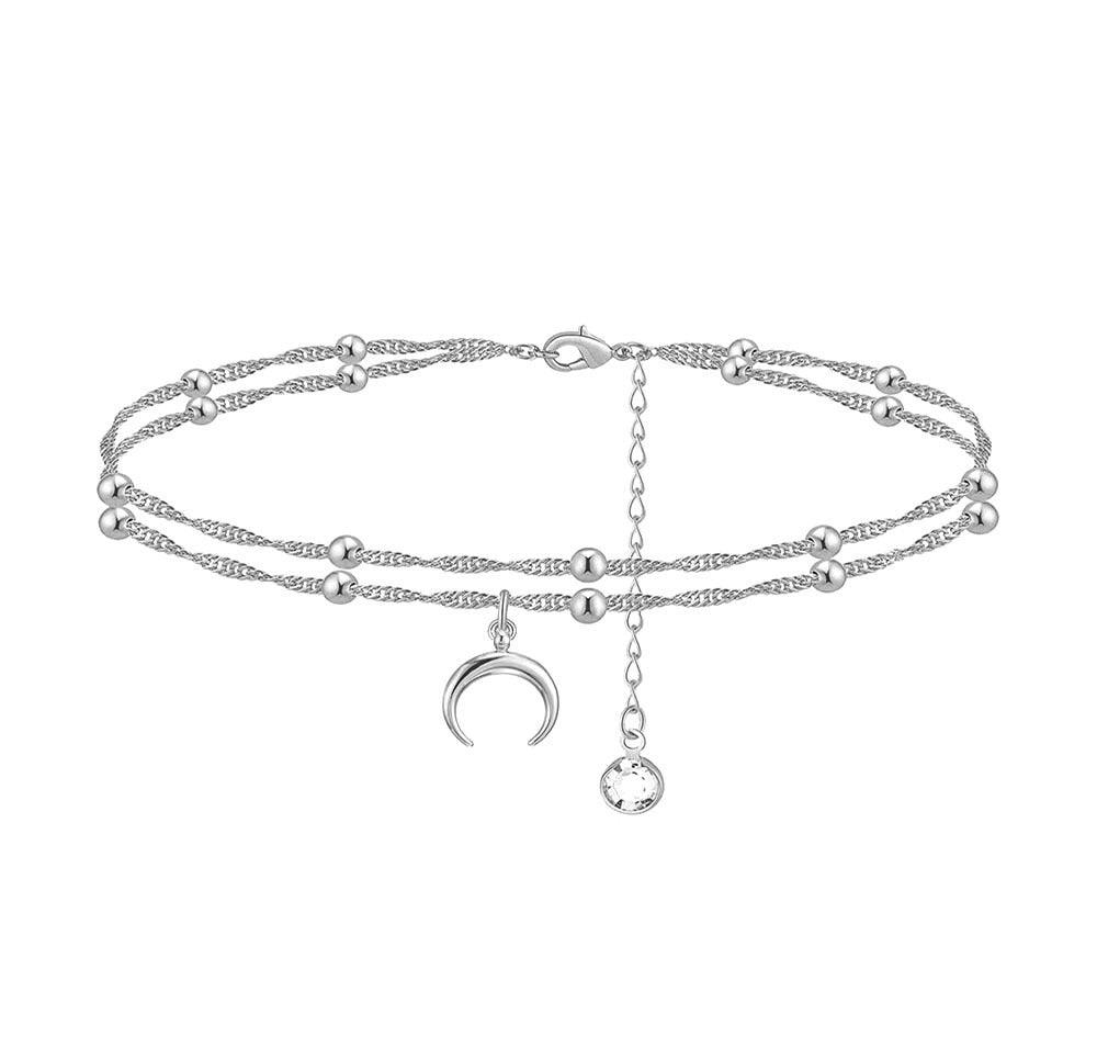 F8.Double Crescent Anklet - Elle Royal Jewelry