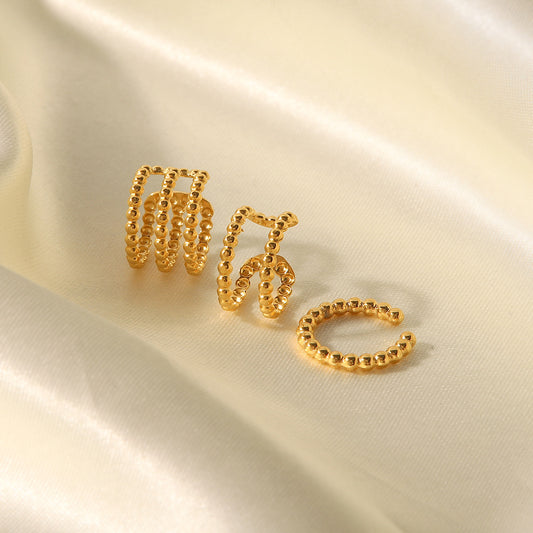 18k Gold Plated Pearl Peas Delicate Ear Cuff Earrings Without Pierced Earrings