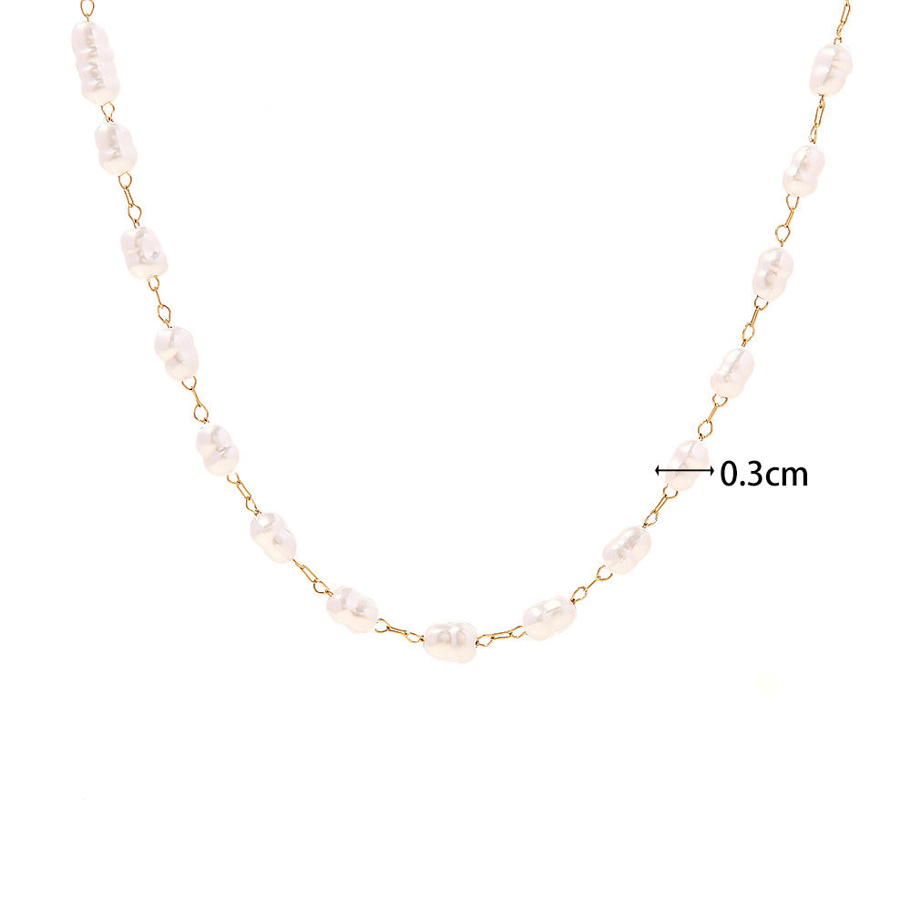 18 Karat Gold Mode Einfache Süßwasserperlen Vielseitige Halskette