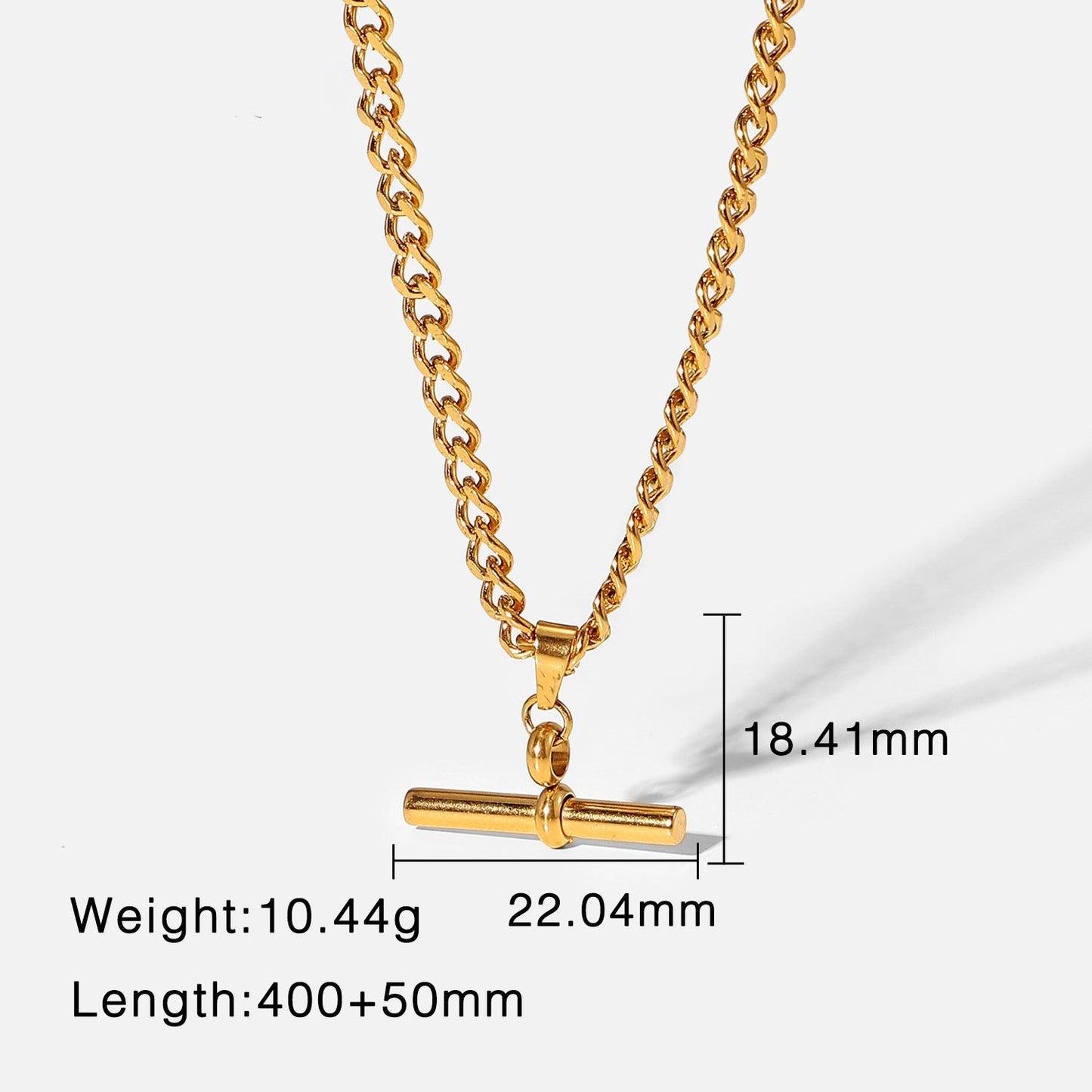 N36.Punk Hip Hop 18K Gold Stainless Steel T-Bar Pendant - Elle Royal Jewelry
