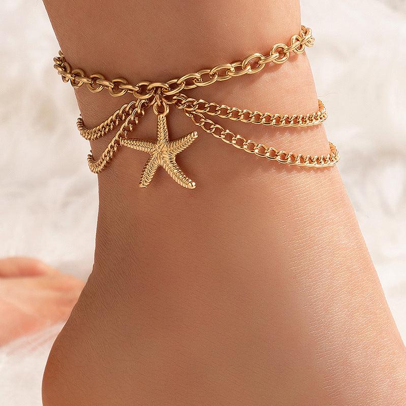 F5.Geometric Multilayer Creative Anklet - Elle Royal Jewelry
