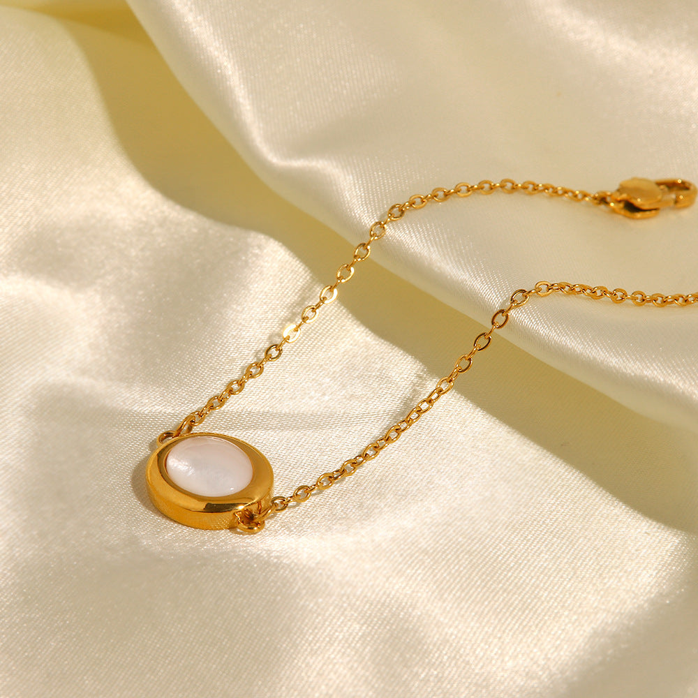 18K Gold Light Luxury Phoenix Inlaid Oval Opal All-Match Pendant Necklace