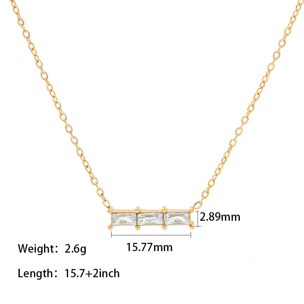 18K gold inlaid green/pink/white zircon matching friend/lover necklace