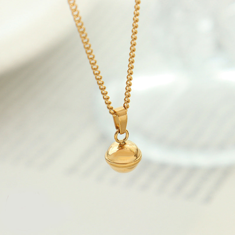 18K Gold Simple Doraemon Small Bell Design Pendant Necklace